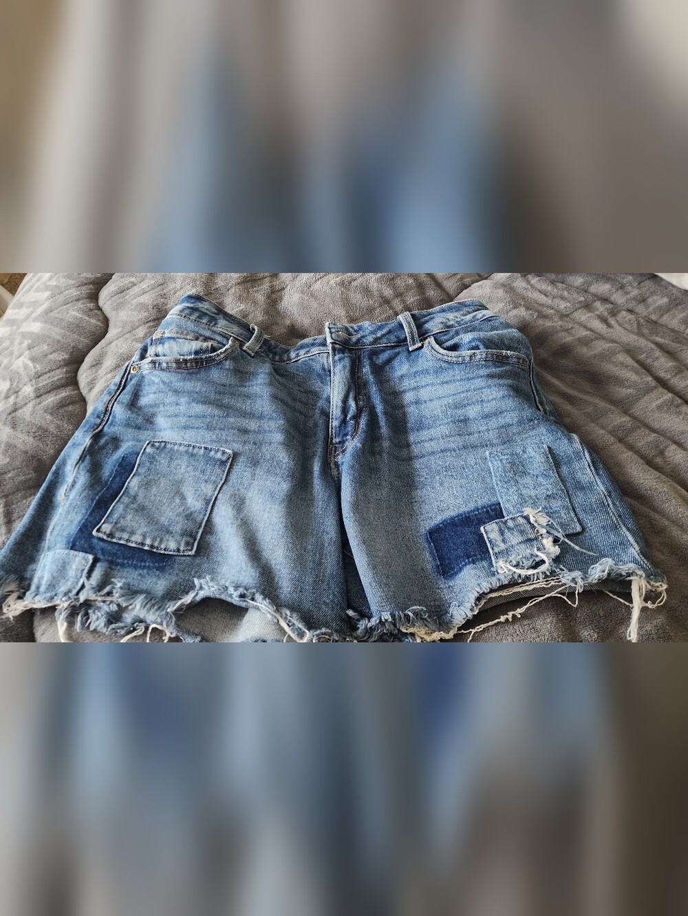 High-Rise Light Blue Denim Cutoff Shorts